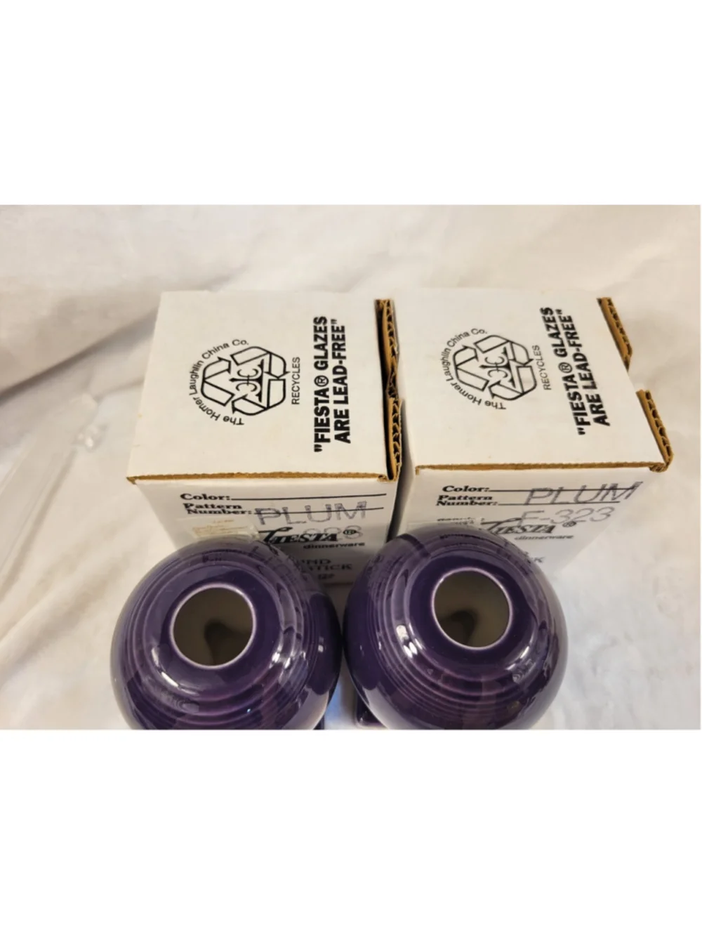 Fiesta Plum Bulb Ball Candle Holders Set Homer Laughlin HLC Retired Fiestaware